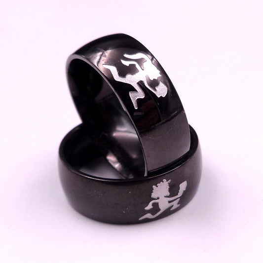Black Plated ICP Hatchetman Bridal Rings - The Rave Cave