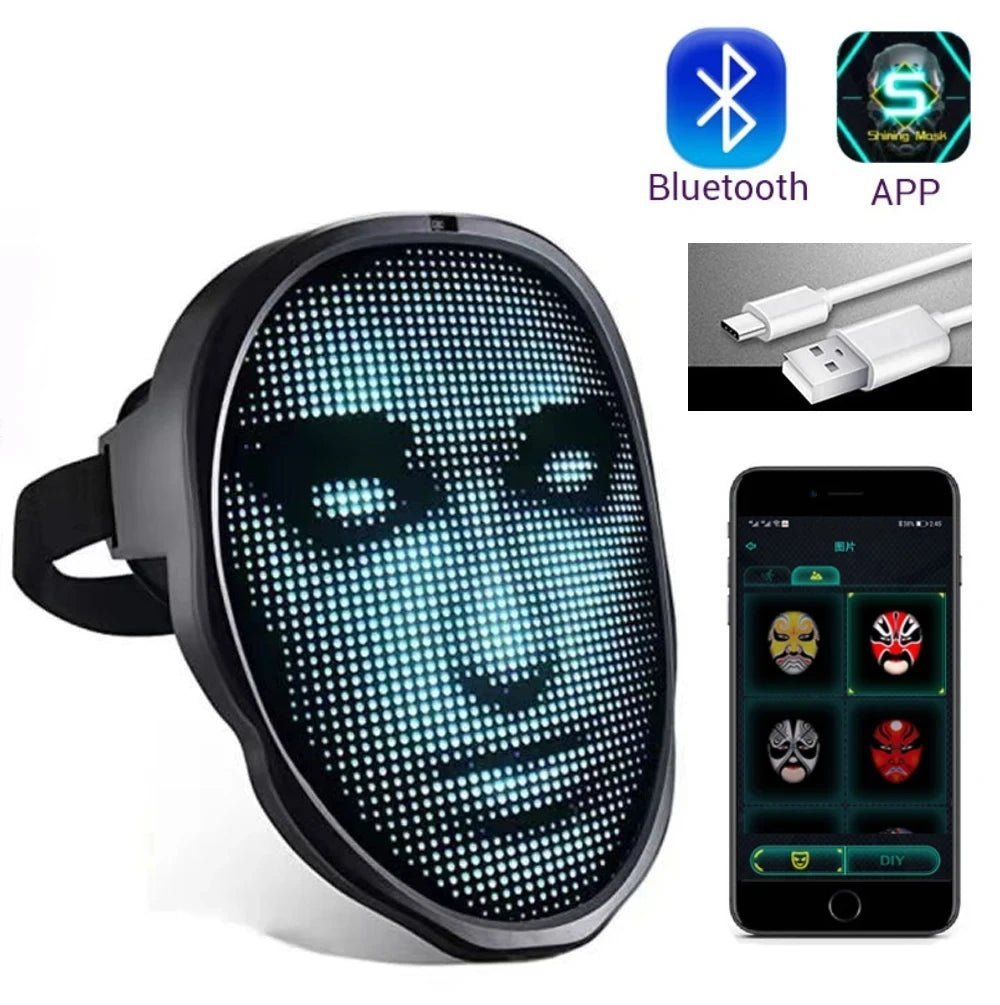 Bluetooth Led Mask Programmable Face Change - The Rave Cave
