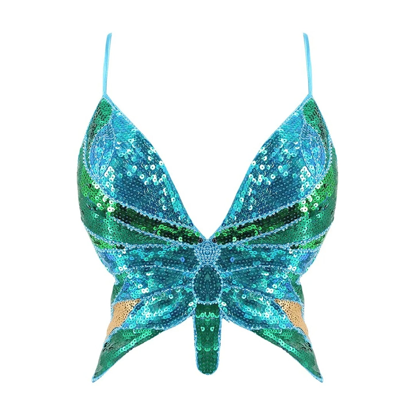 Butterfly Sequin Crop Top - The Rave Cave