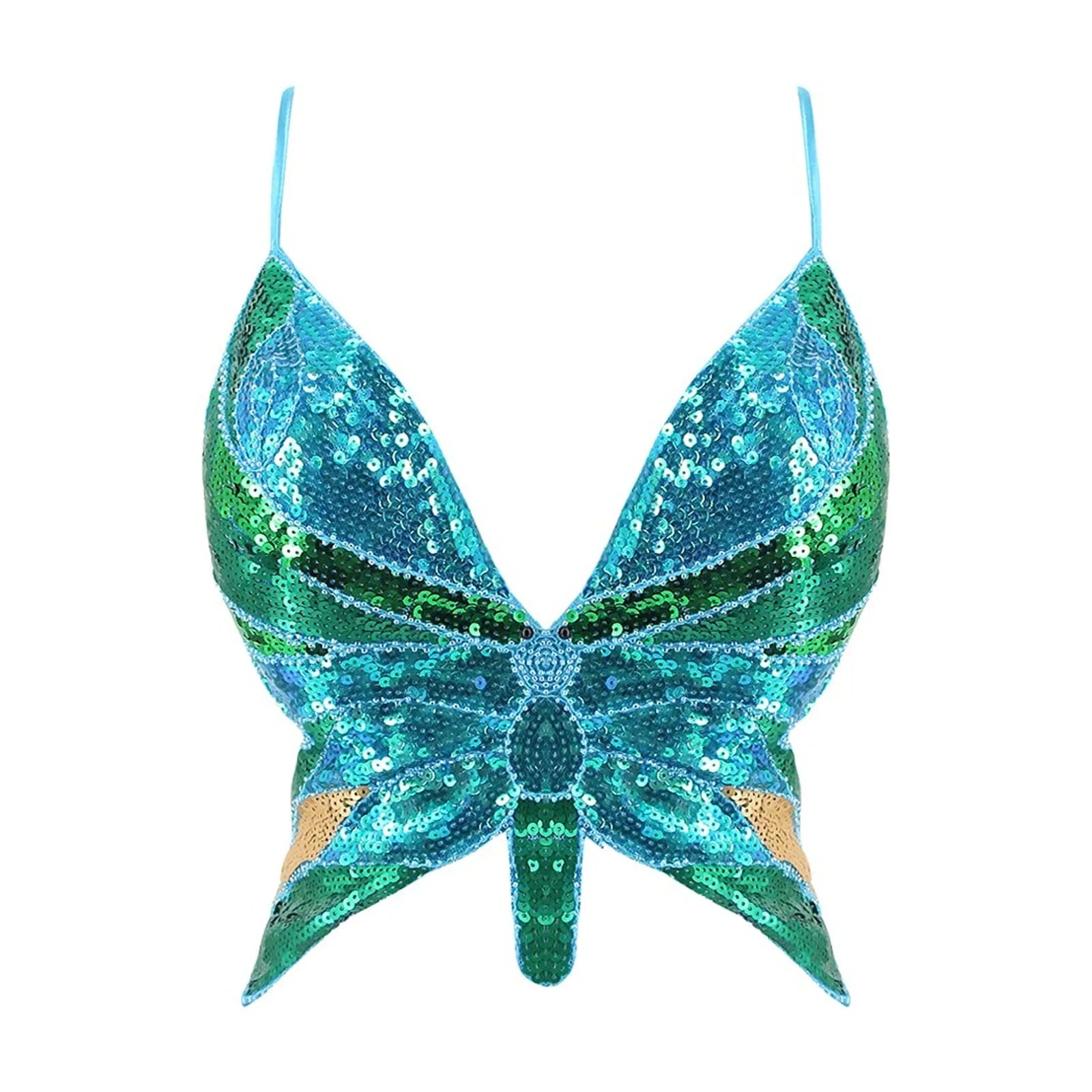 Butterfly Sequin Crop Top - The Rave Cave