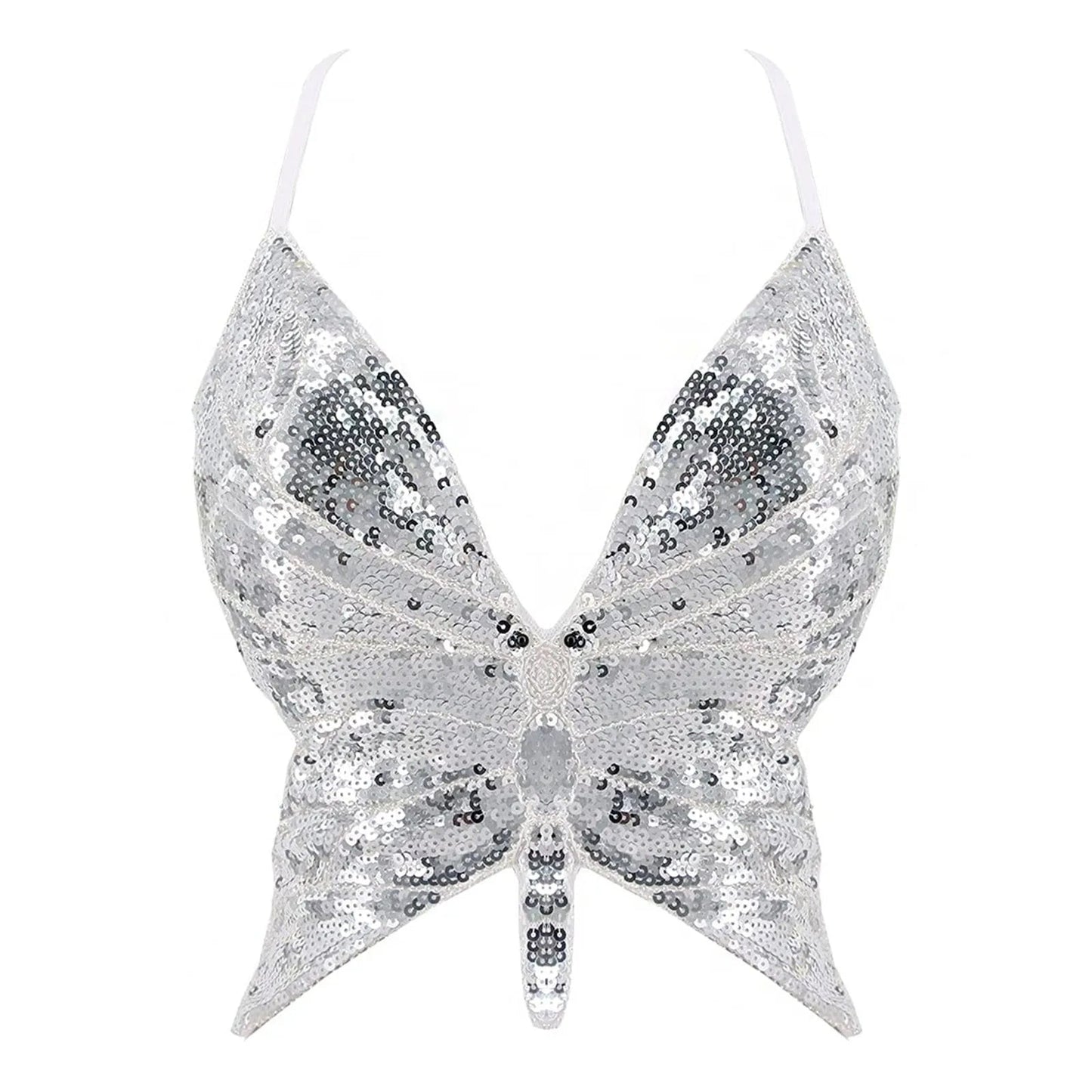 Butterfly Sequin Crop Top - The Rave Cave