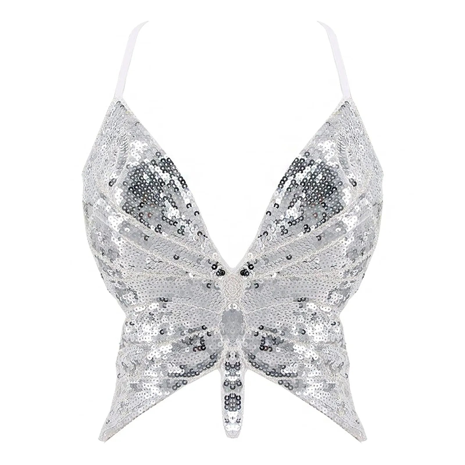 Butterfly Sequin Crop Top - The Rave Cave