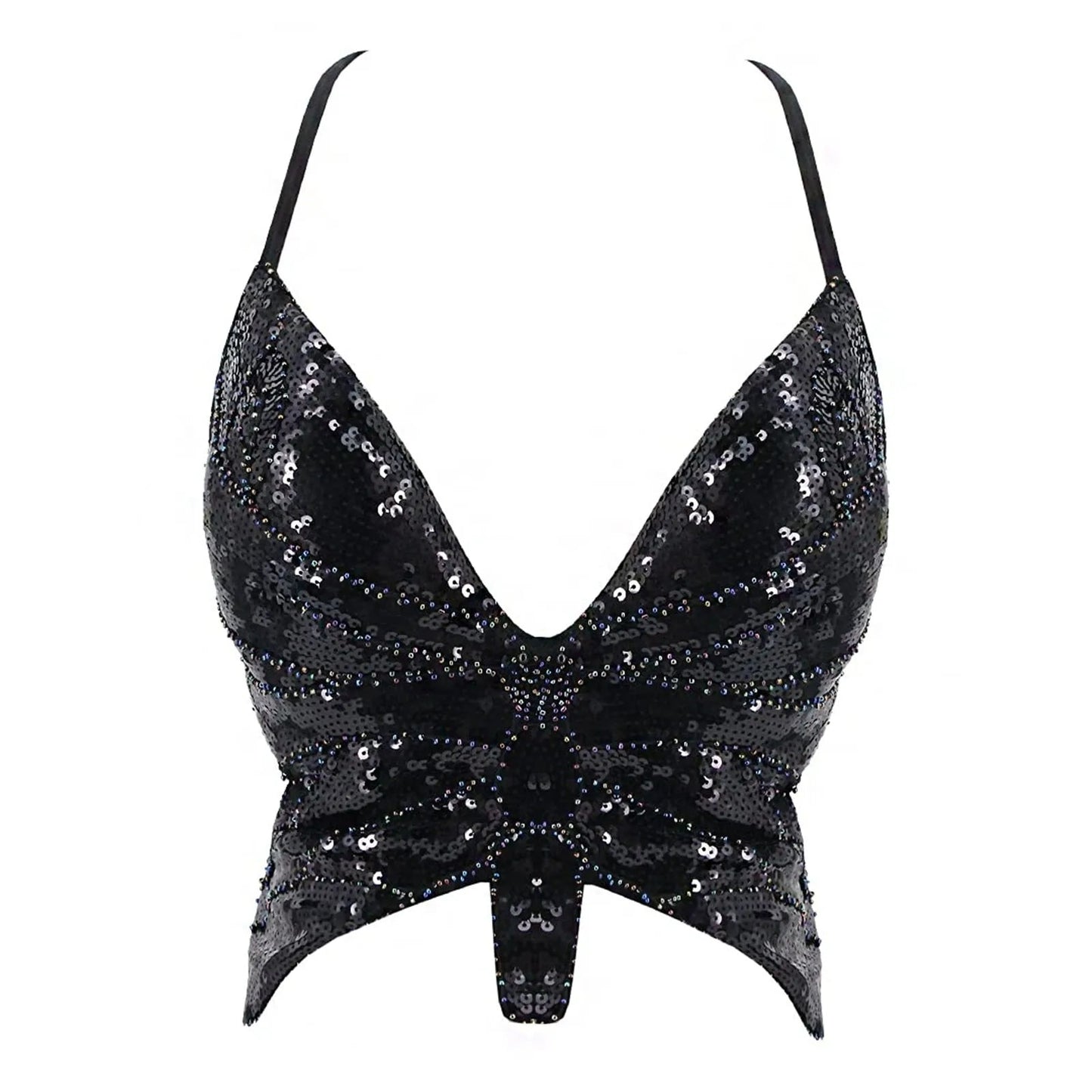 Butterfly Sequin Crop Top - The Rave Cave