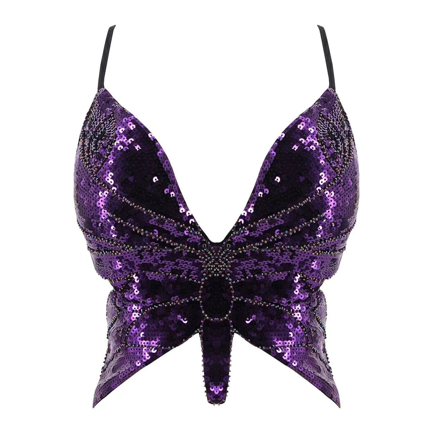 Butterfly Sequin Crop Top - The Rave Cave