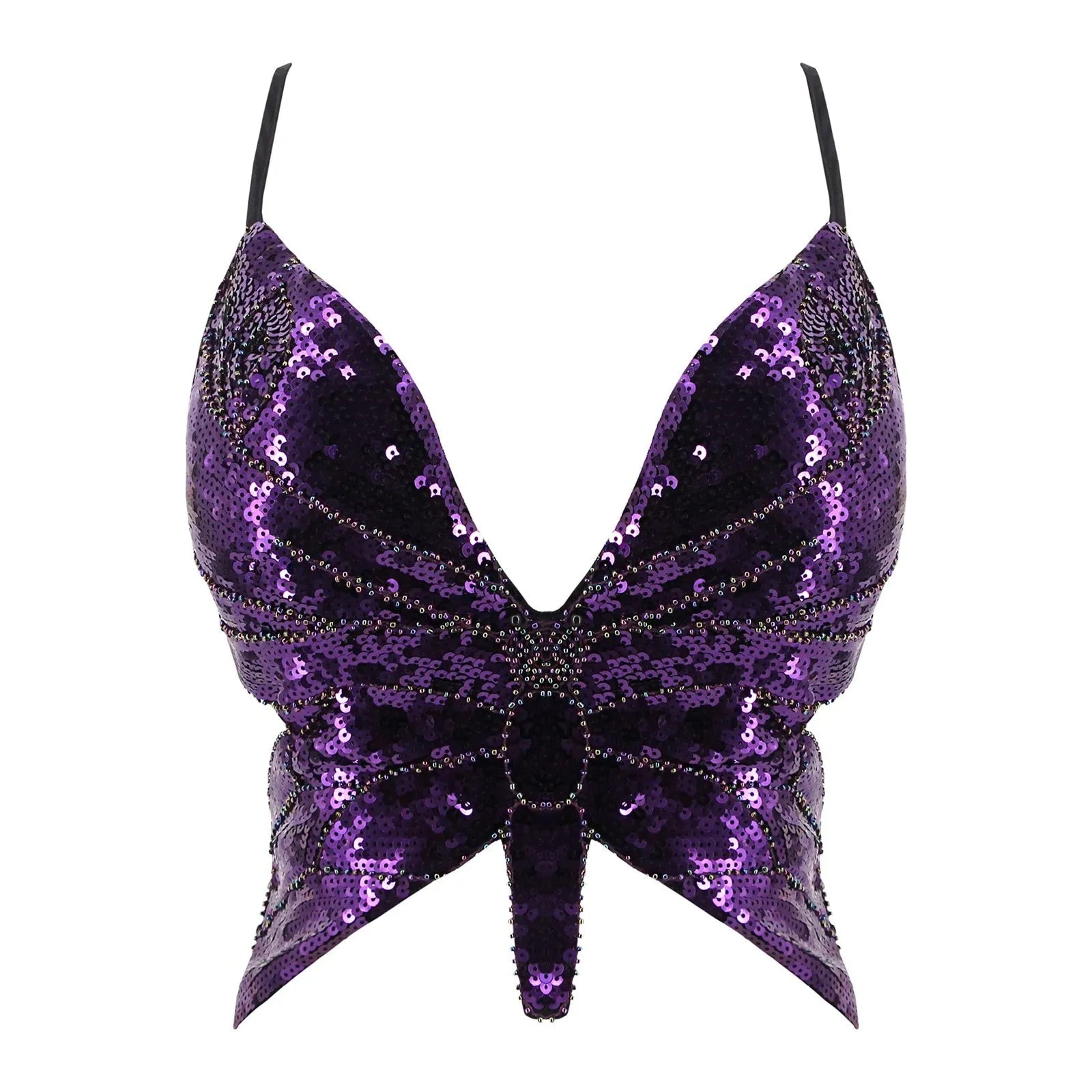 Butterfly Sequin Crop Top - The Rave Cave