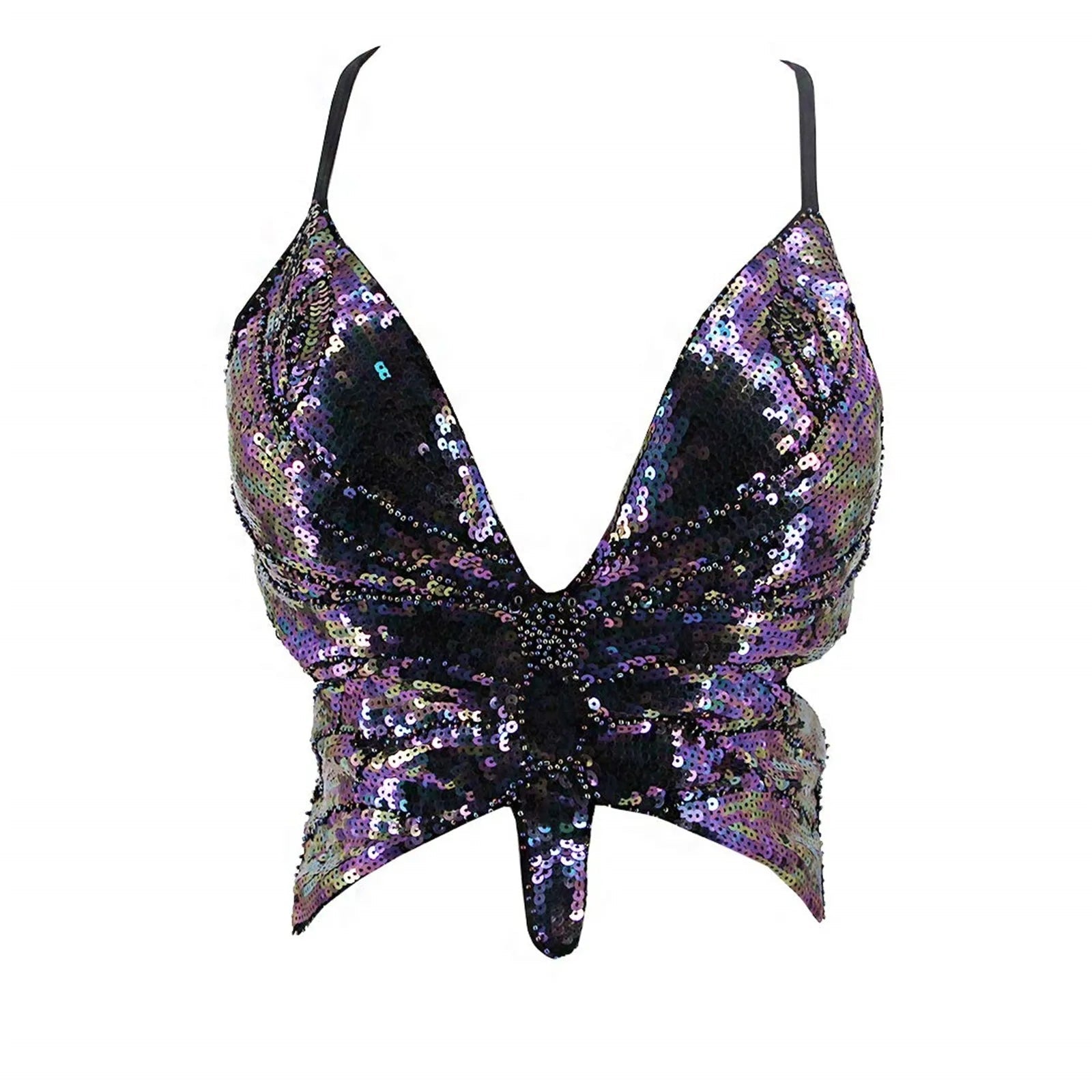 Butterfly Sequin Crop Top - The Rave Cave