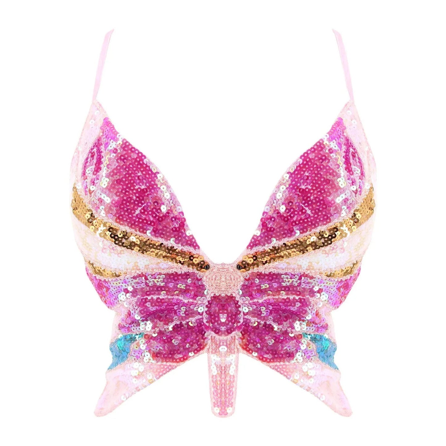 Butterfly Sequin Crop Top - The Rave Cave