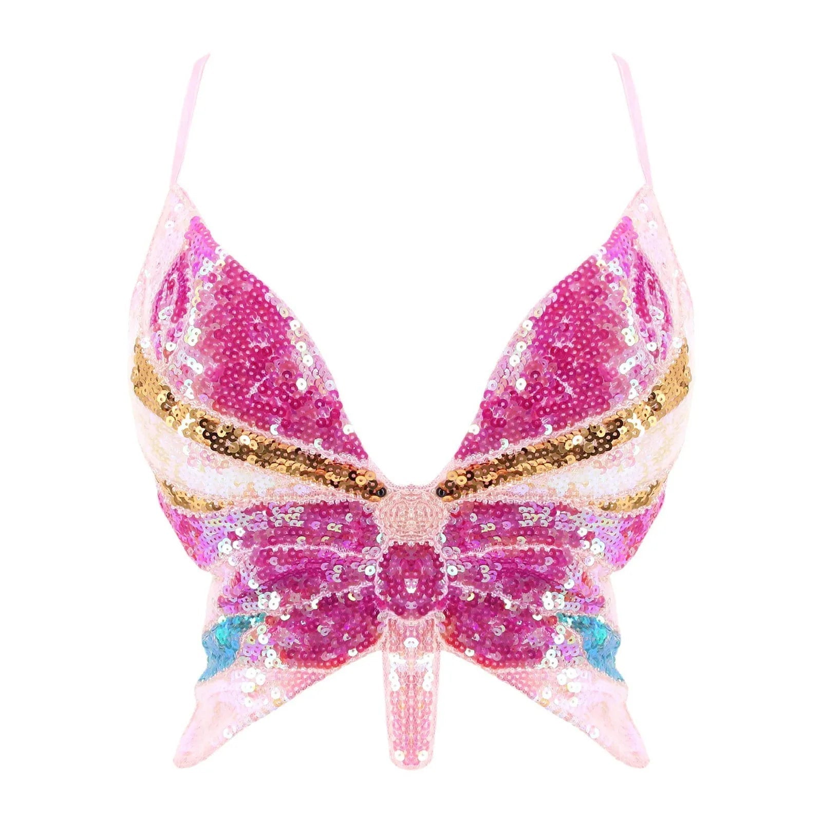 Butterfly Sequin Crop Top - The Rave Cave