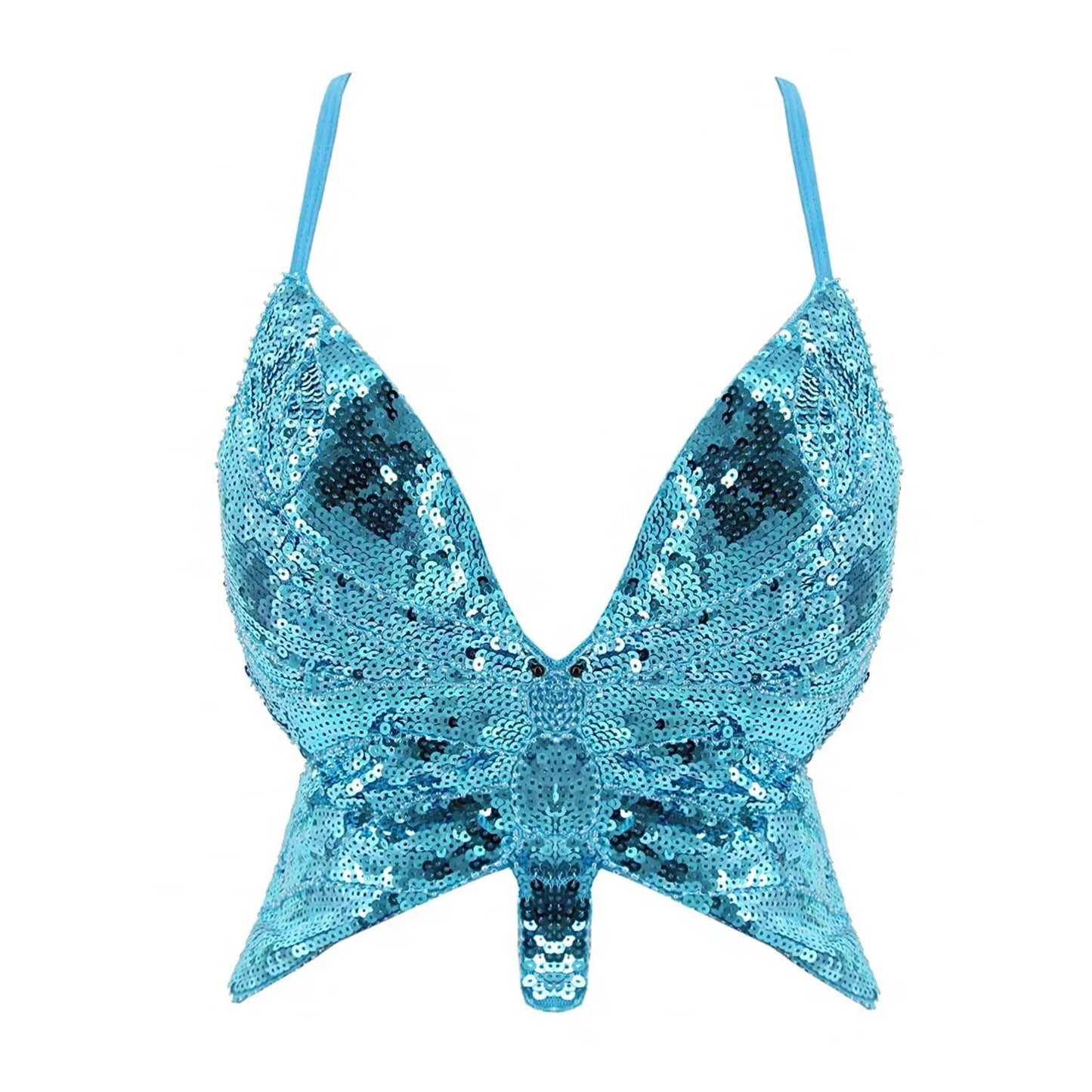 Butterfly Sequin Crop Top - The Rave Cave