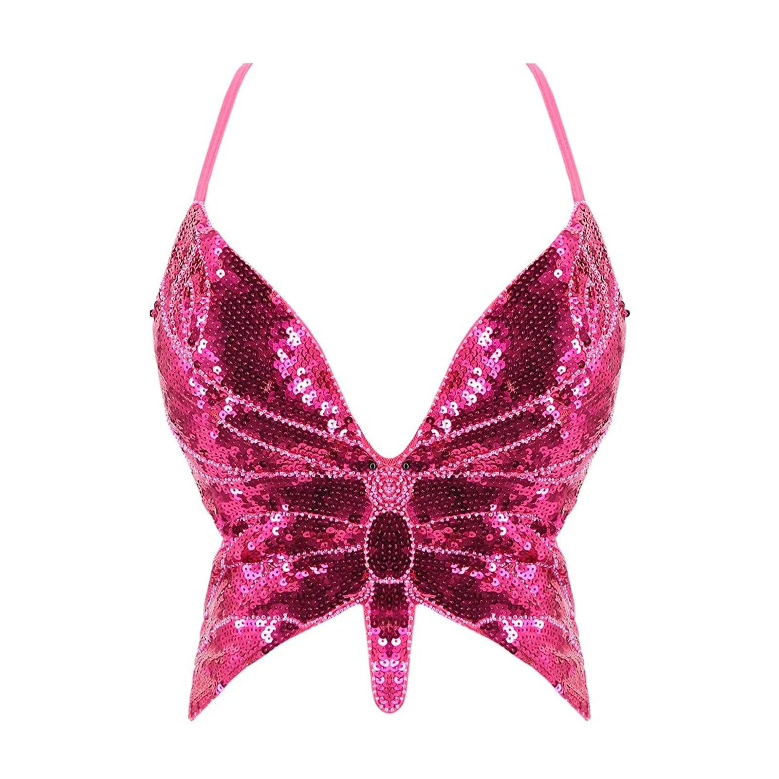 Butterfly Sequin Crop Top - The Rave Cave