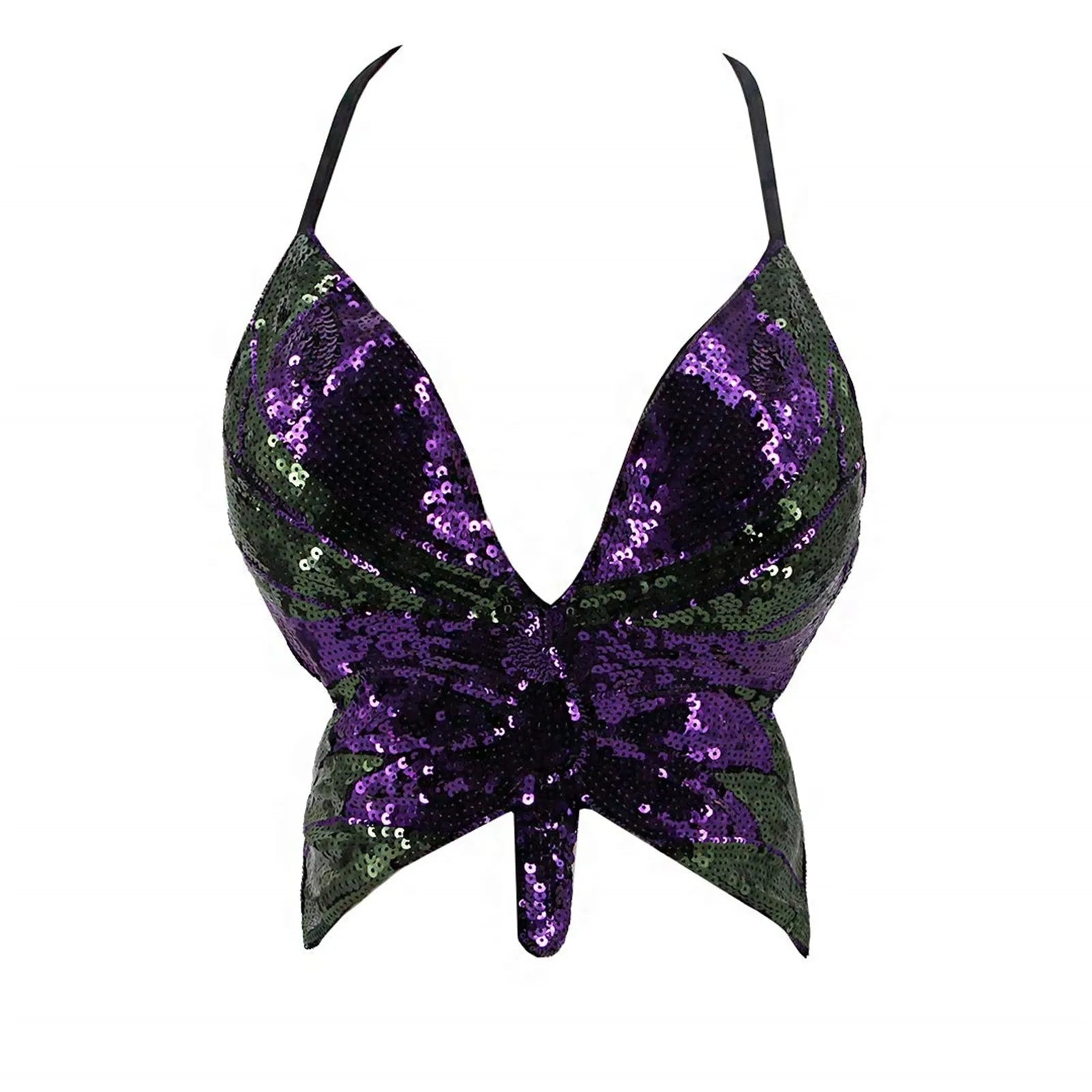 Butterfly Sequin Crop Top - The Rave Cave