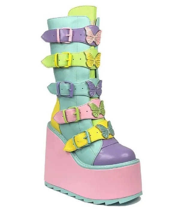 Candy Color Wedge Boots - The Rave Cave