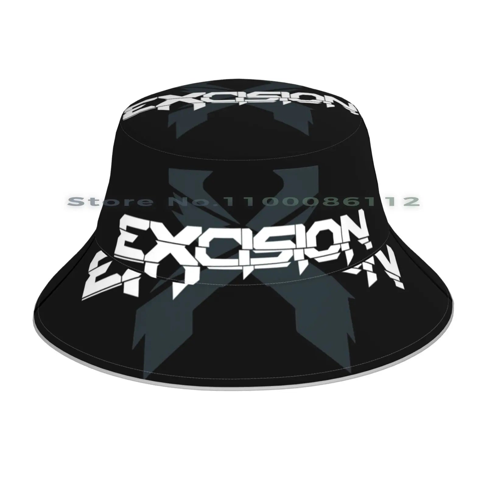 Excision Gunmetal Grey On Black Logo Bucket Hat - The Rave Cave