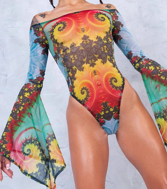 Flared Long Sleeve Swimsuits - The Rave Cave