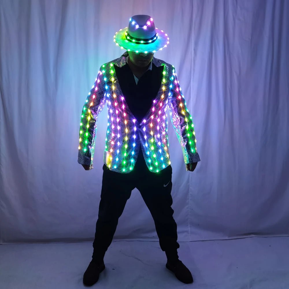 Full Color LED Suit Jacket & Hat Set - The Rave Cave