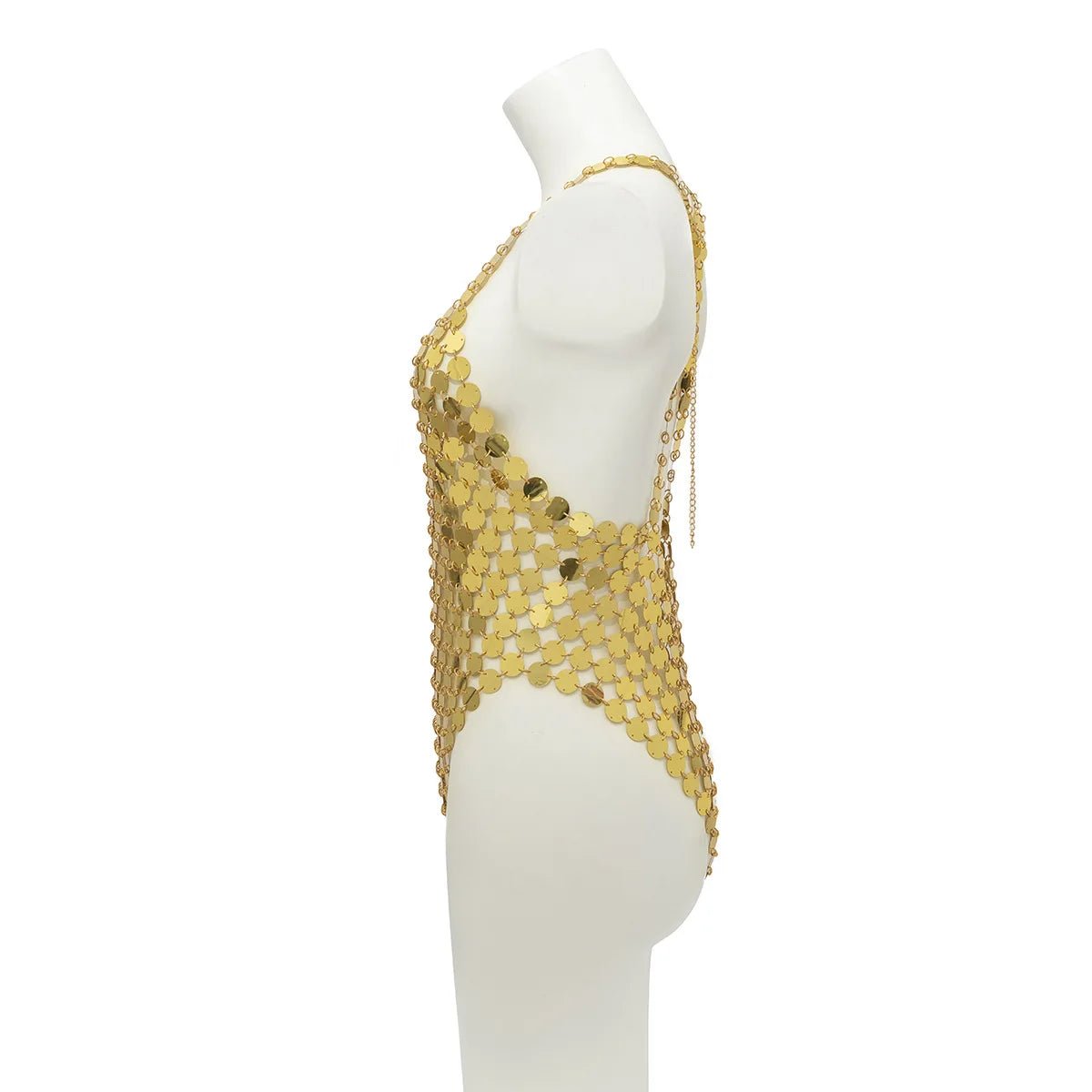 Glitter Sequined Mirror Chain Bodysuit - The Rave Cave