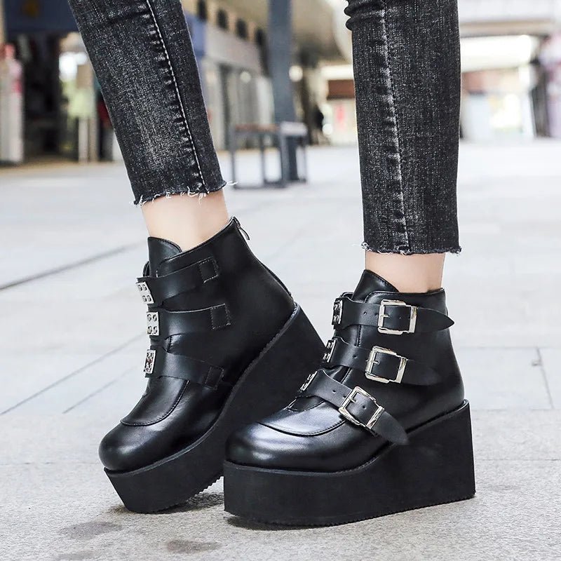 Gothic Buckle Ankle Boots - The Rave Cave