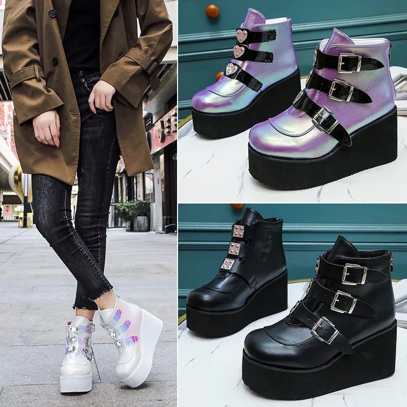 Gothic Buckle Ankle Boots - The Rave Cave