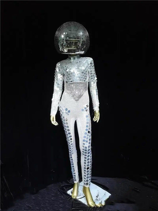 Hand Made Mirror Ball Jumpsuit - The Rave Cave