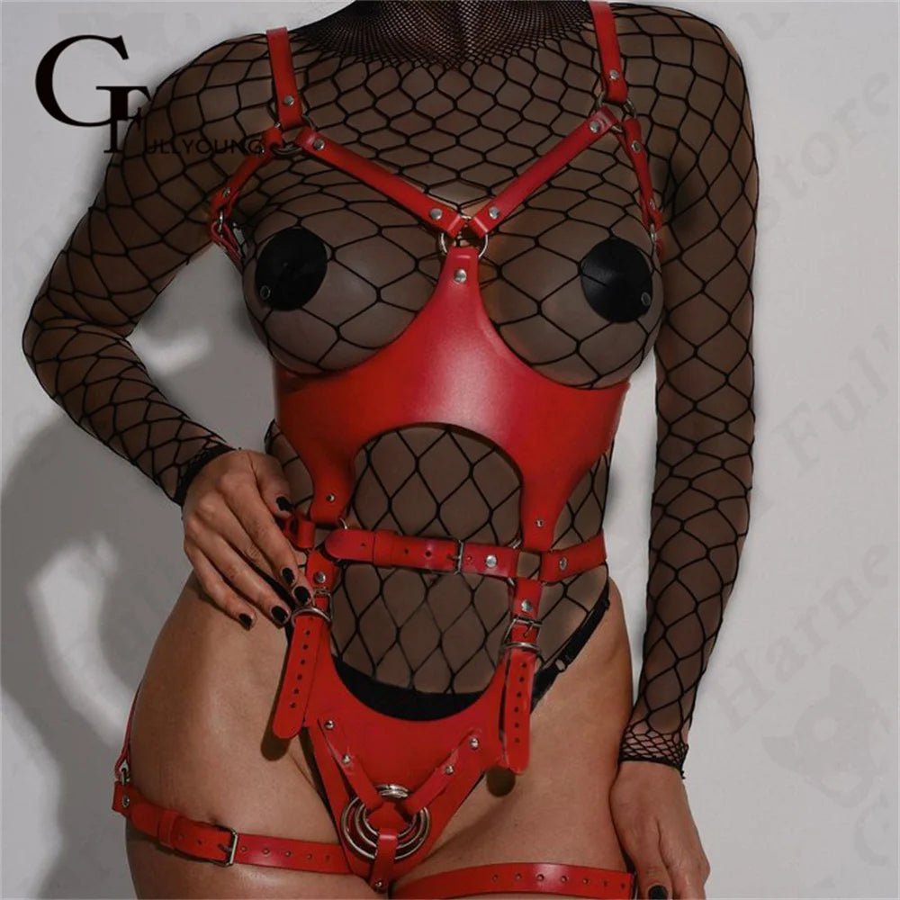 Leather Harness Full Body Garters - The Rave Cave