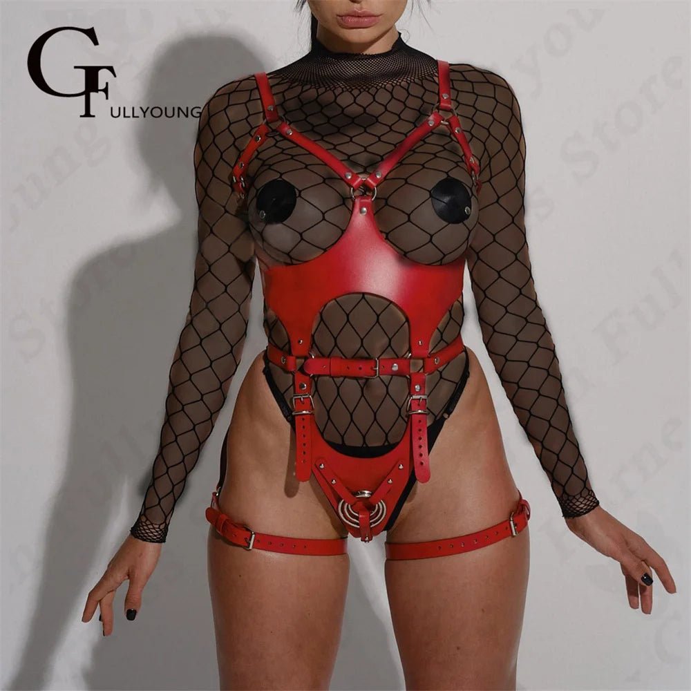 Leather Harness Full Body Garters - The Rave Cave