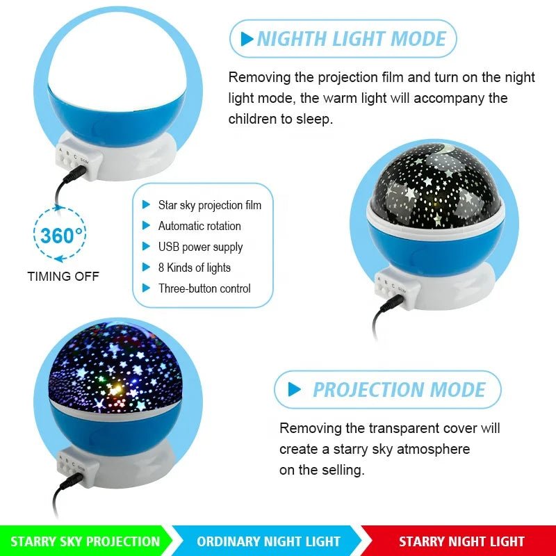 LED Battery USB Star Projector Lamp - The Rave Cave