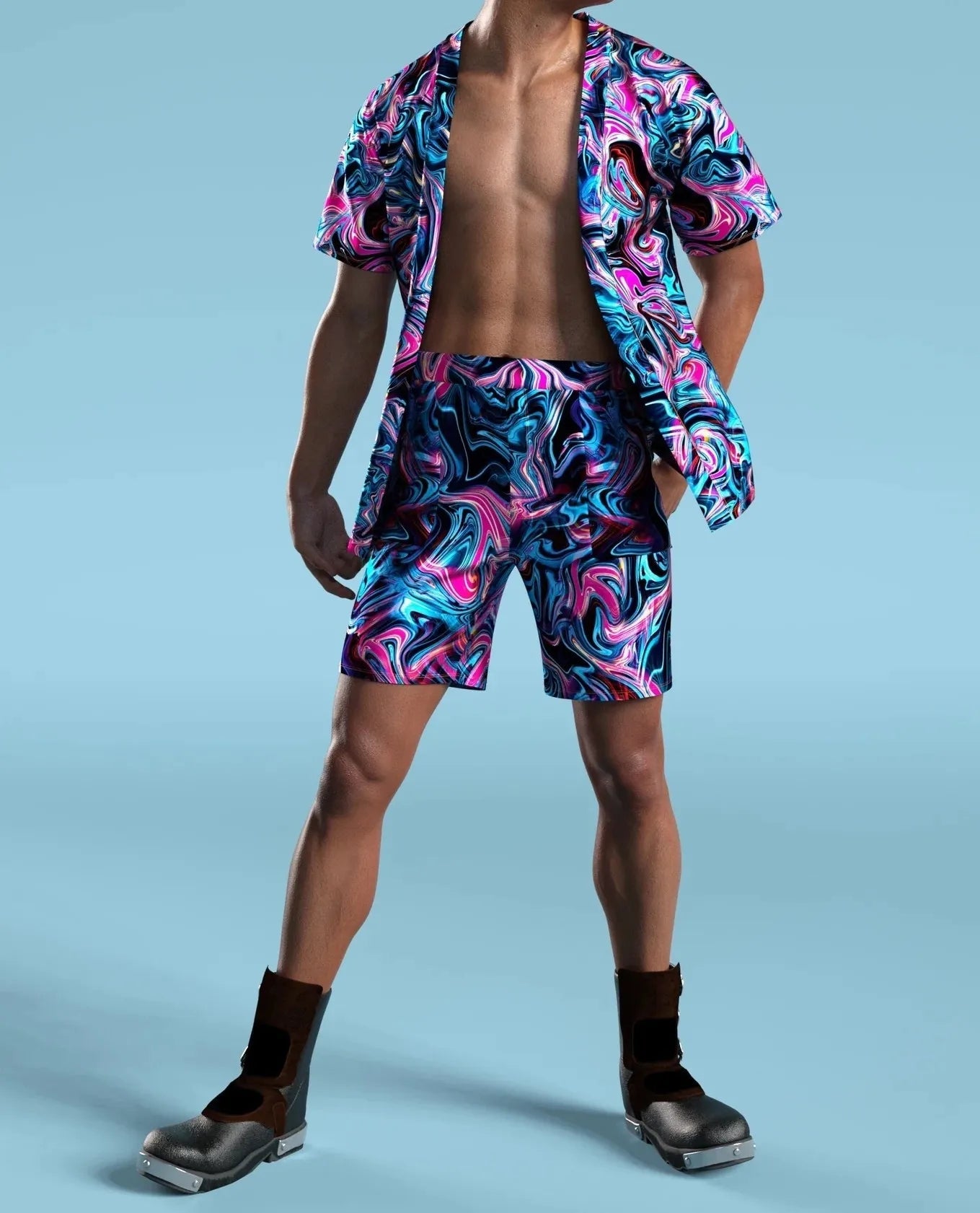 Men's Transwarp Casual Shirt Shorts Set - The Rave Cave