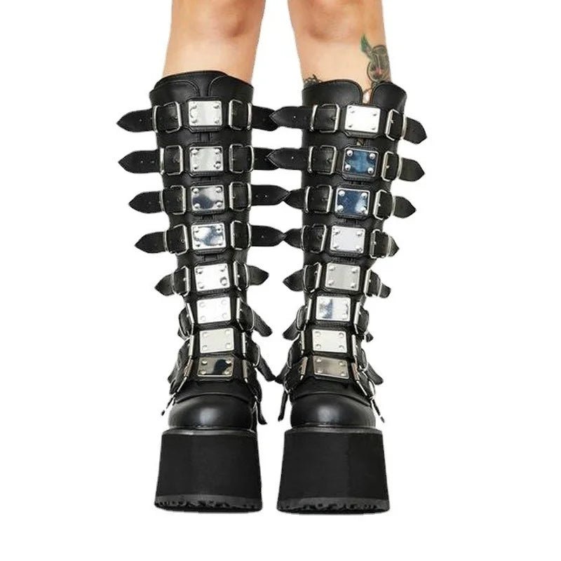 Metal Gothic Platform Boots - The Rave Cave