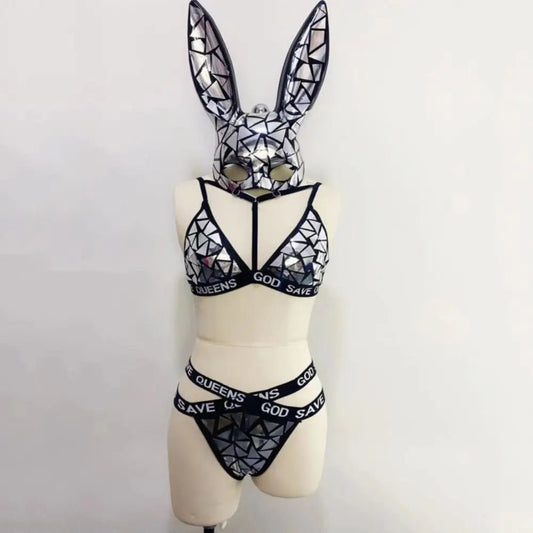 Mirrored Bunny Bikini Costume - The Rave Cave