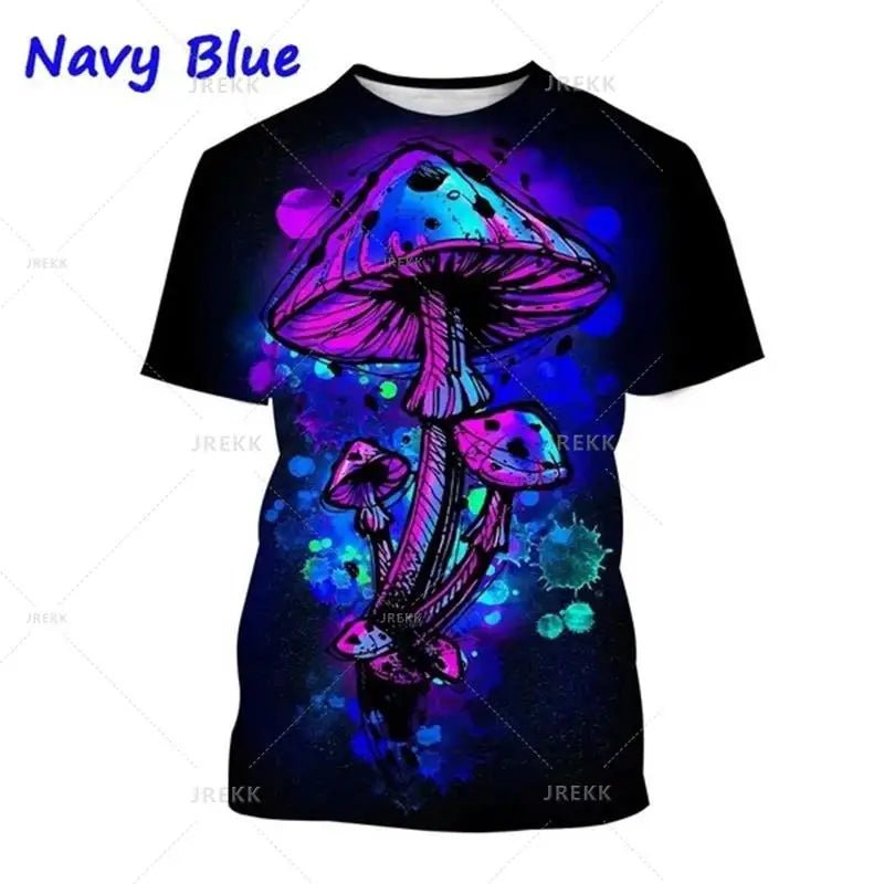 Mushroom 3D Printed T Shirt Plant Pattern Round Neck Short Sleeve Forest Fashion Casual Unisex Tops Tshirt High Quality T Shirt - The Rave Cave