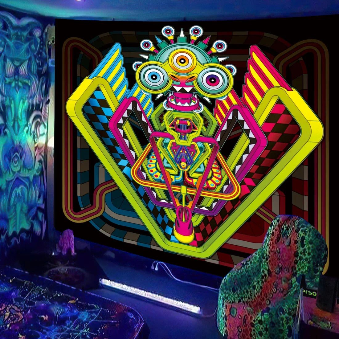 Psychedelic Black Light Tapestry UV Reactive - The Rave Cave
