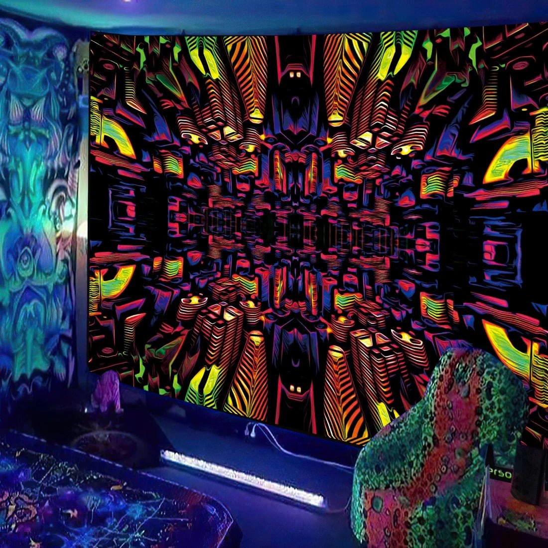 Psychedelic Black Light Tapestry UV Reactive - The Rave Cave