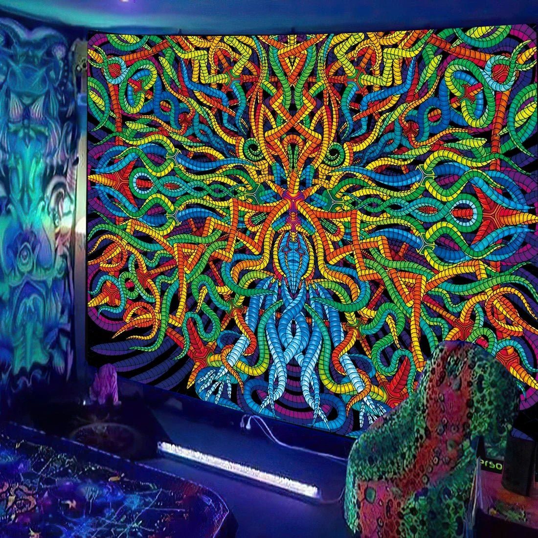 Psychedelic Black Light Tapestry UV Reactive - The Rave Cave