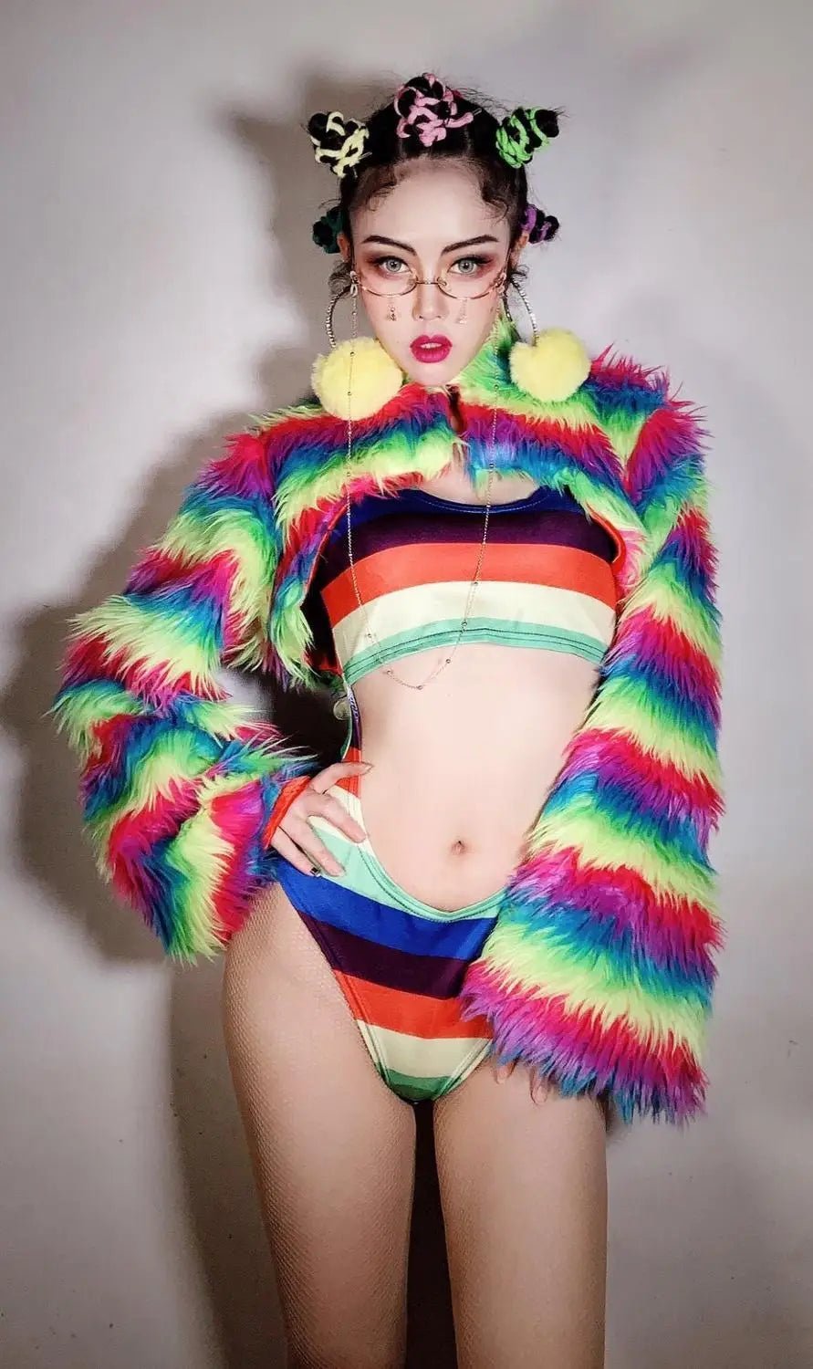 Rainbow Color Furry Outfit - The Rave Cave
