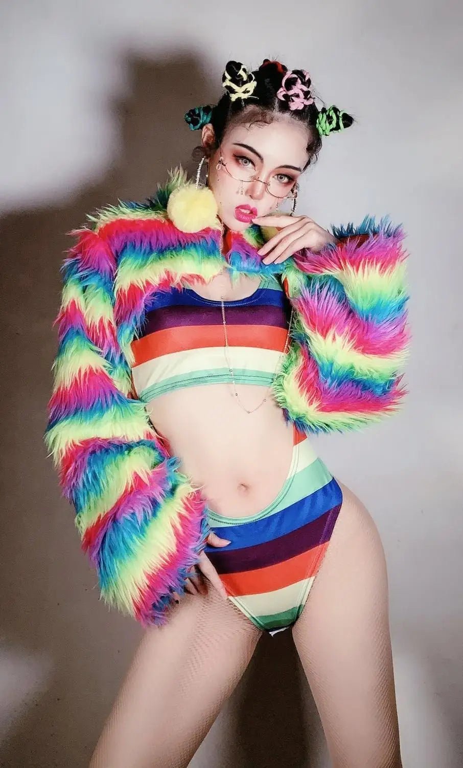 Rainbow Color Furry Outfit - The Rave Cave
