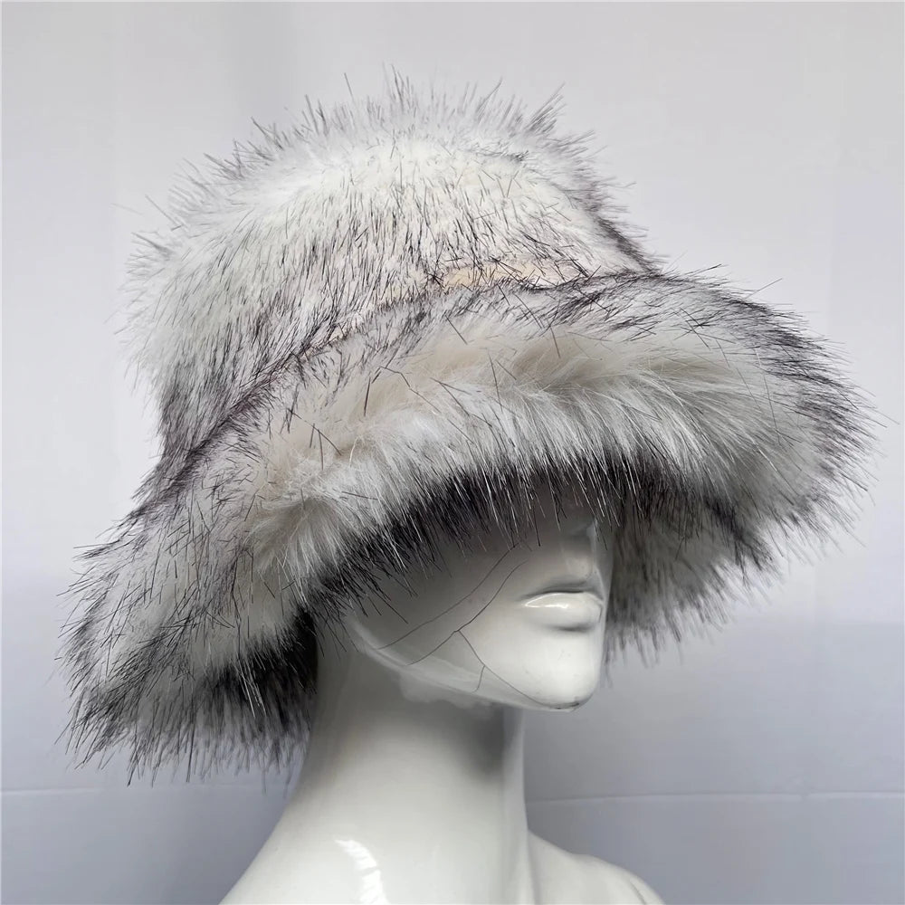 Rainbow Fox Fur Hat - The Rave Cave