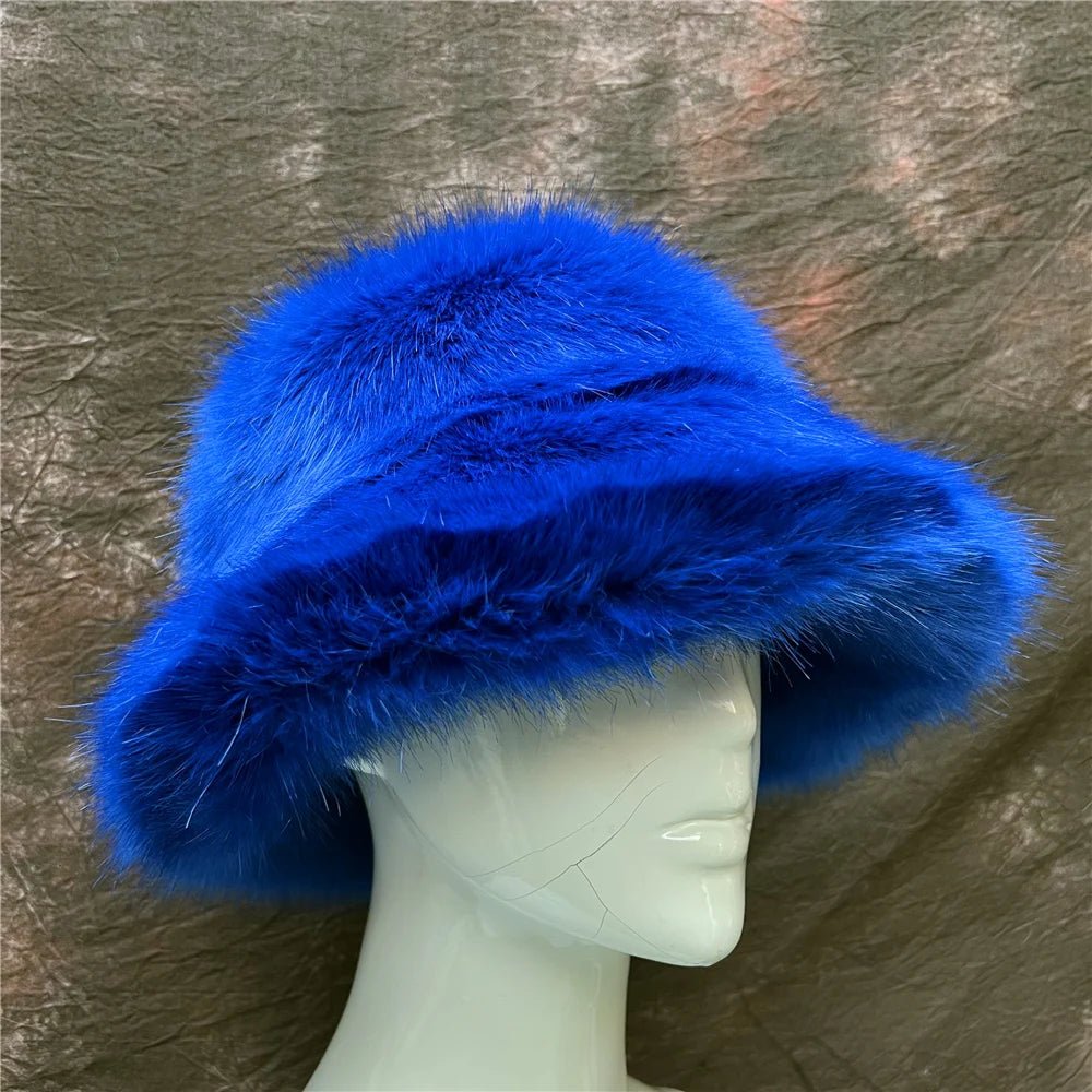 Rainbow Fox Fur Hat - The Rave Cave