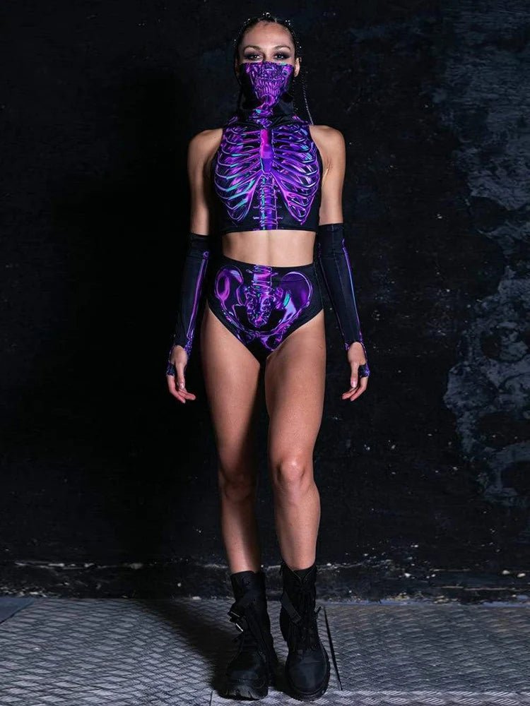 Sexy Hooded Crop Top Two Piece - The Rave Cave