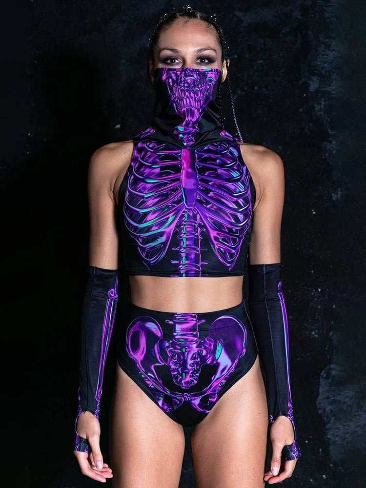 Sexy Hooded Crop Top Two Piece - The Rave Cave