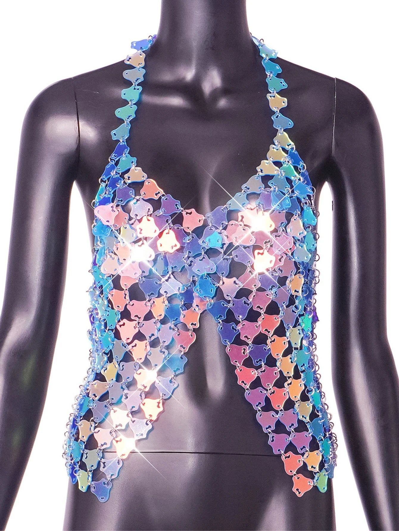 Sexy Metal Sequin Halter - The Rave Cave