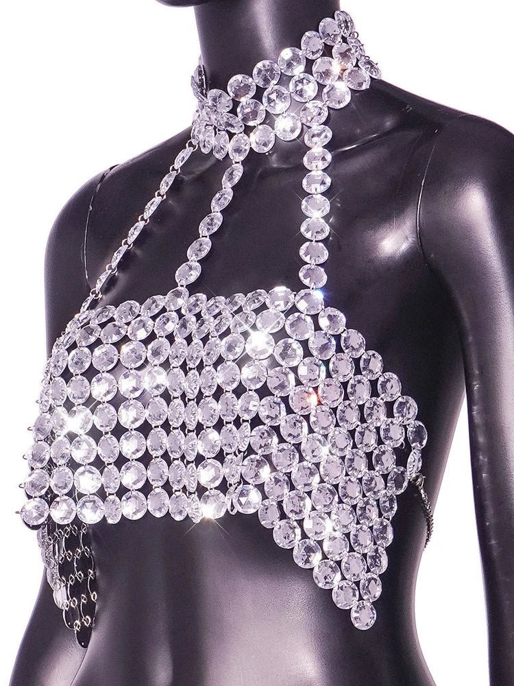 Silver Halter Tank Top - The Rave Cave