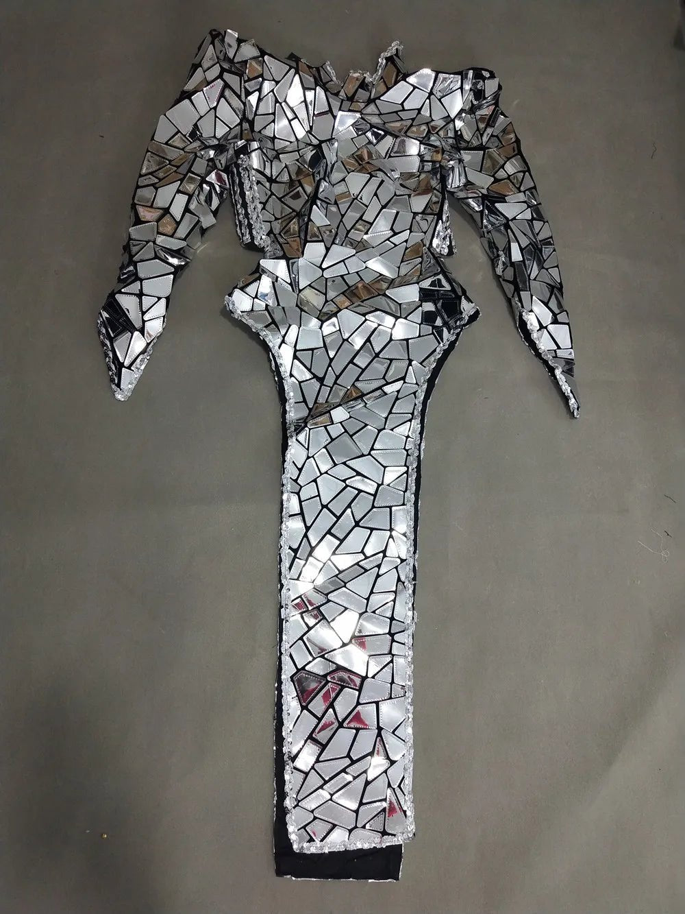 Silver Laser Sequins Backless Slit Dress - The Rave Cave