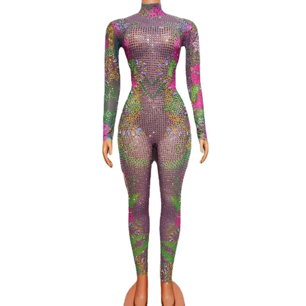 Sparkly Rhinestones Jumpsuit - The Rave Cave