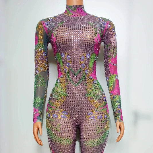 Sparkly Rhinestones Jumpsuit - The Rave Cave