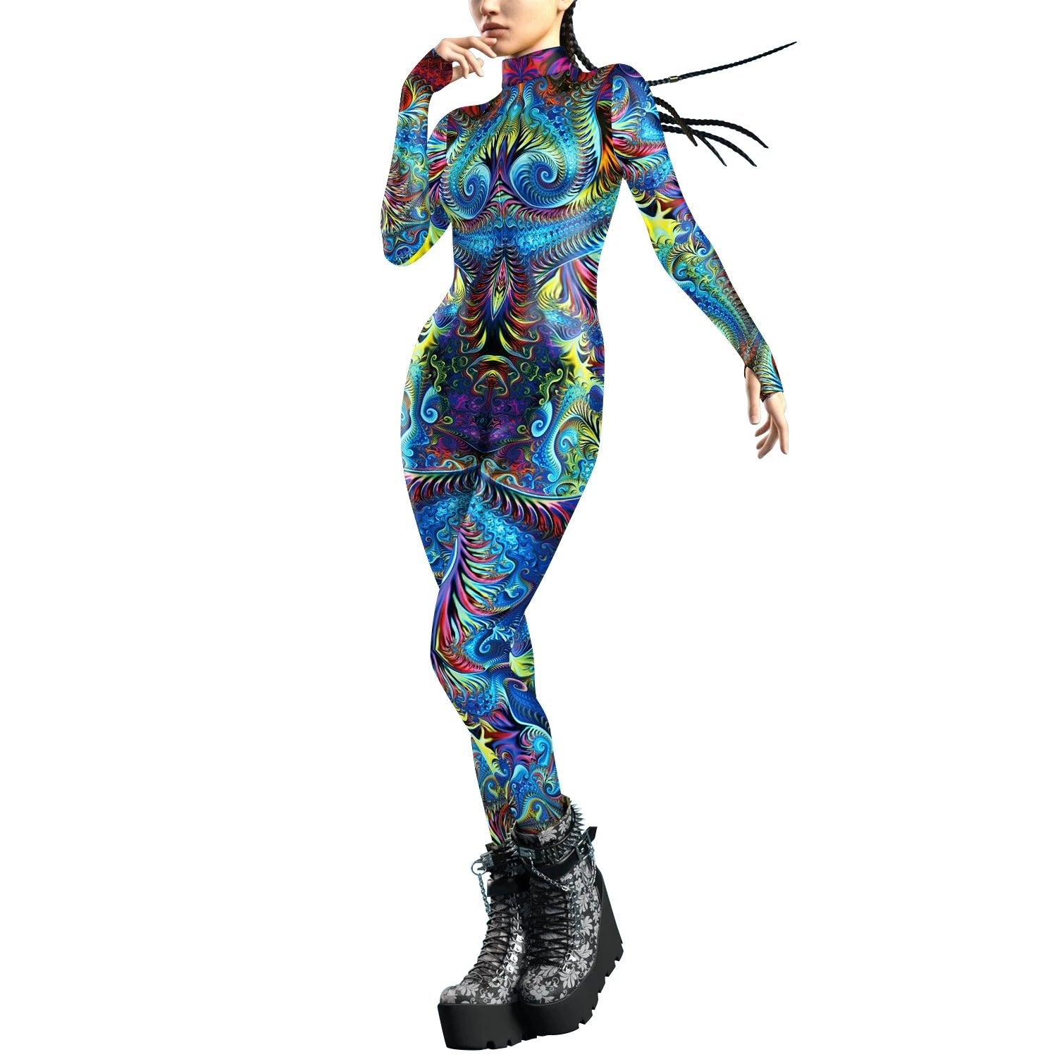 Steampunk Front Zipper Catsuit - The Rave Cave