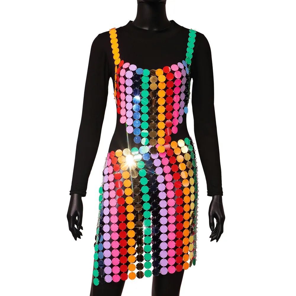 Striped & Sequined Mini Skirt Set - The Rave Cave