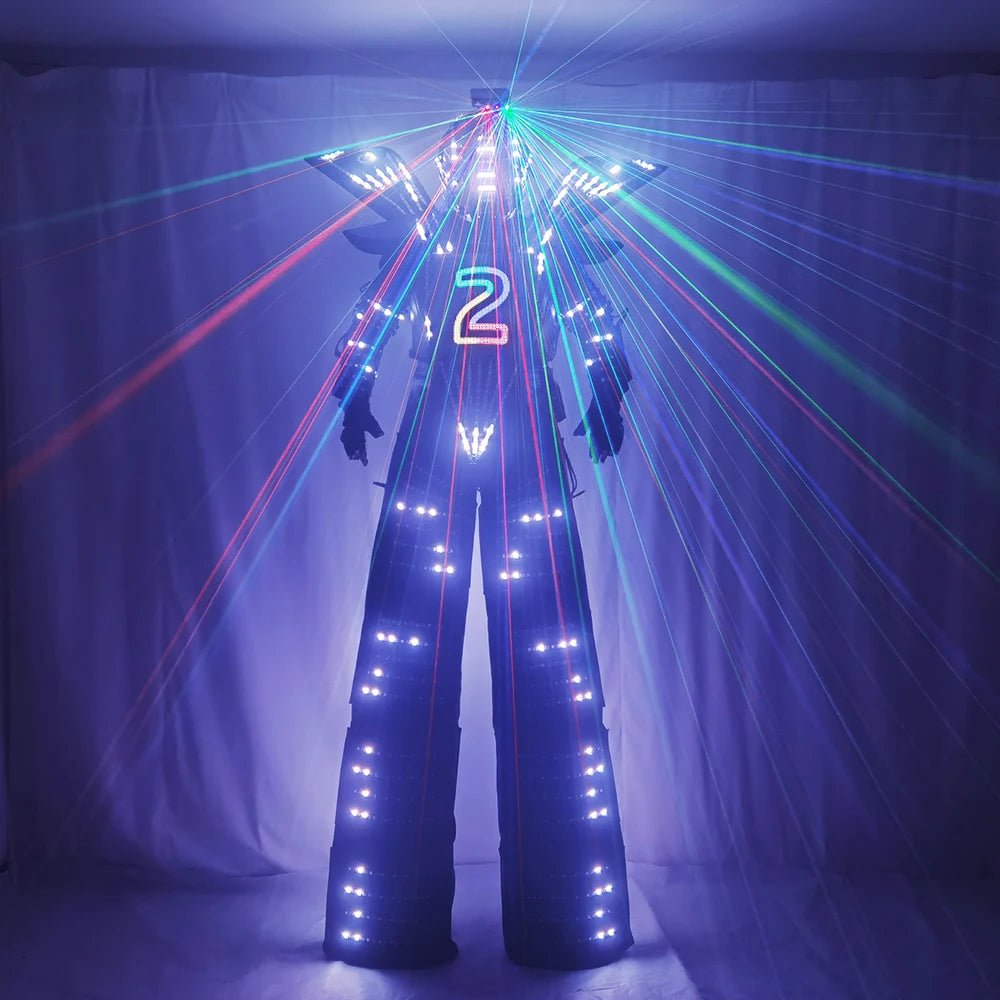 Ultimate LED Robot Costume Helmet and Laser Gloves - The Rave Cave