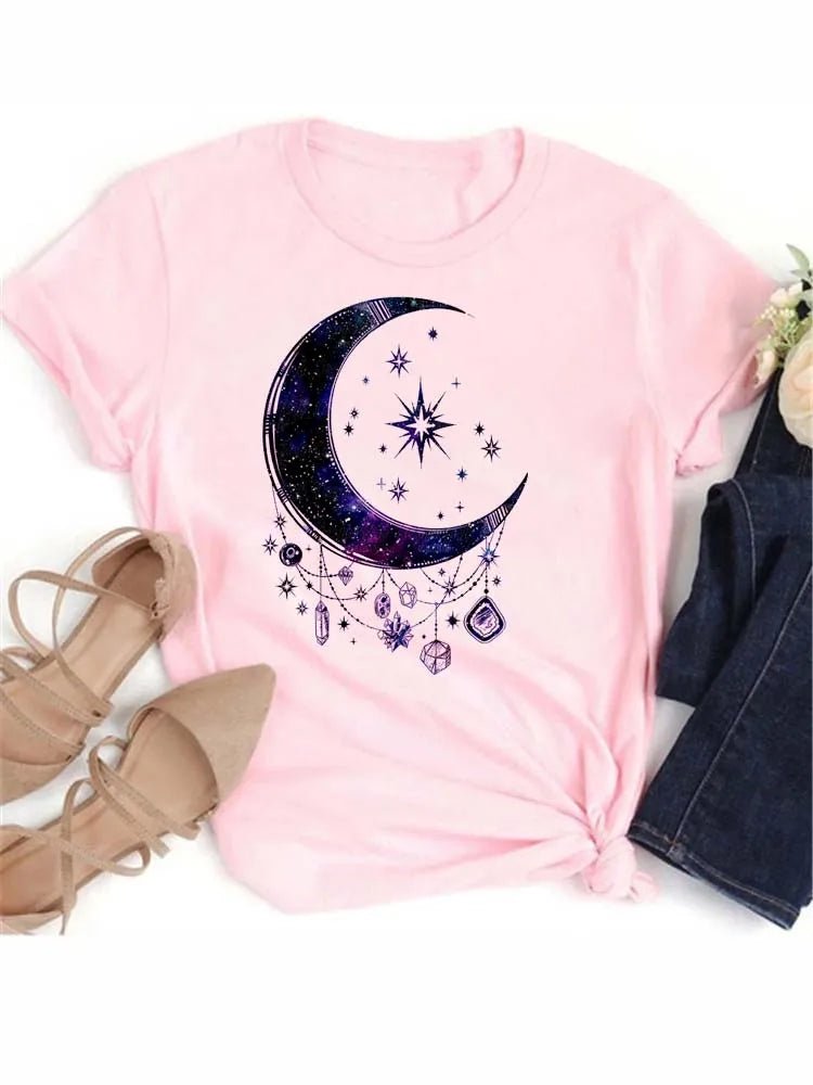 Women Moon & Planet Print Tee Shirts - The Rave Cave