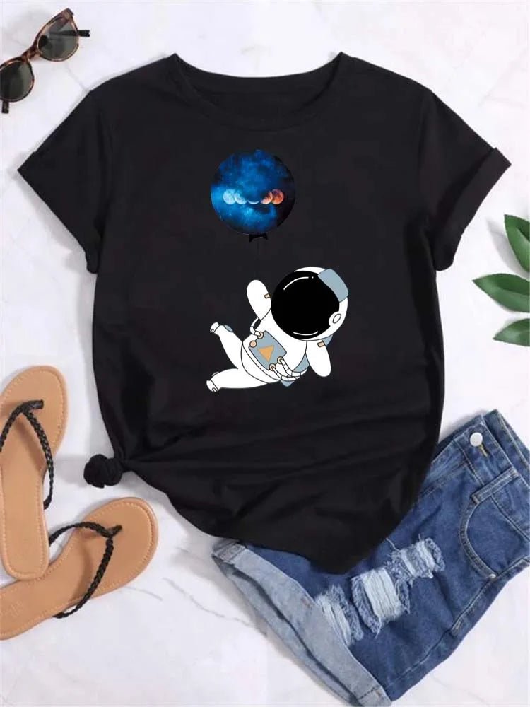 Women Moon & Planet Print Tee Shirts - The Rave Cave
